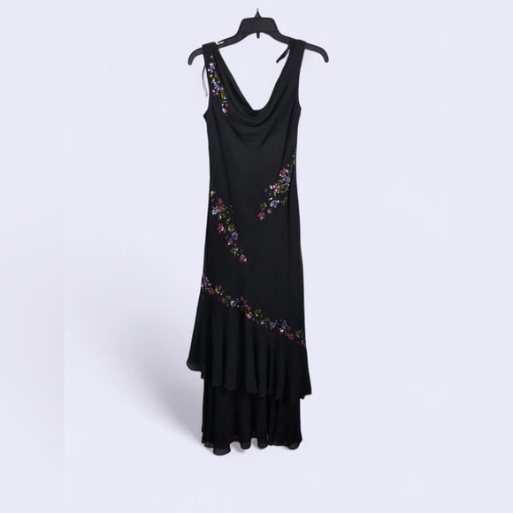Alex Evenings Black High Low Dress with Floral Accents - mordernwear.com